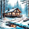 Cabin In Forest Diamond Painting