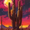 Cactus At Sunset Diamond Painting