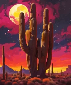 Cactus At Sunset Diamond Painting
