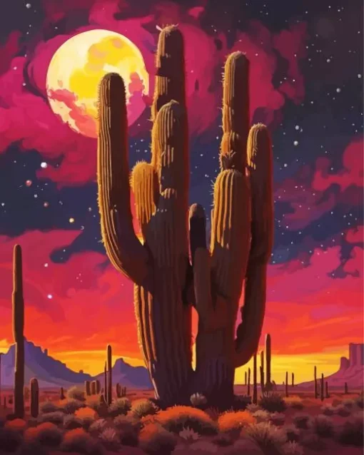 Cactus At Sunset Diamond Painting