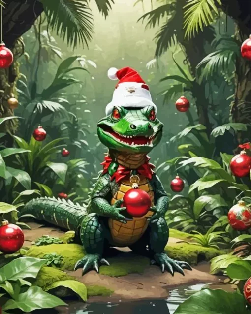 Caiman Santa Diamond Painting