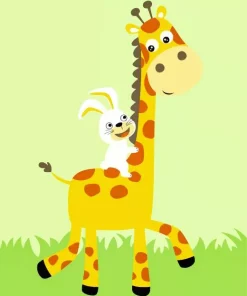 Cartoon Bunny And Giraffe Diamond Painting