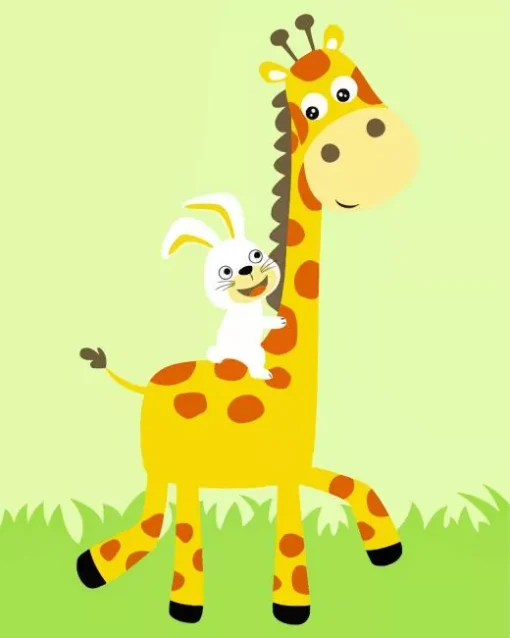 Cartoon Bunny And Giraffe Diamond Painting