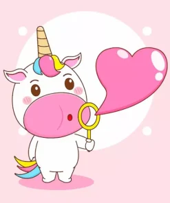 Cartoon Unicorn Blowing Bubbles Diamond Painting