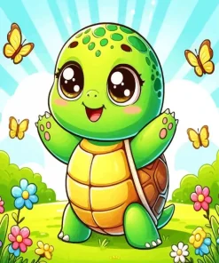 Cartoon Butterflies And Turtle Diamond Painting