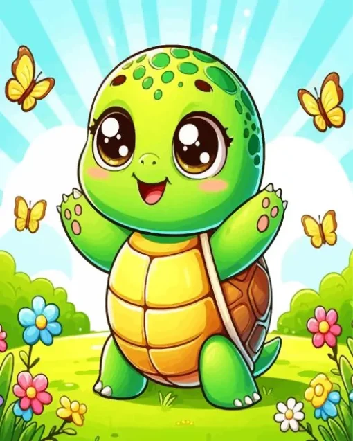 Cartoon Butterflies And Turtle Diamond Painting