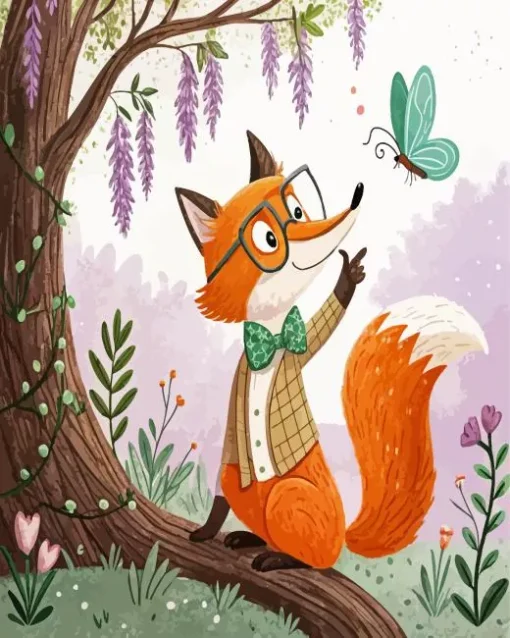 Cartoon Butterfly And Fox Diamond Painting