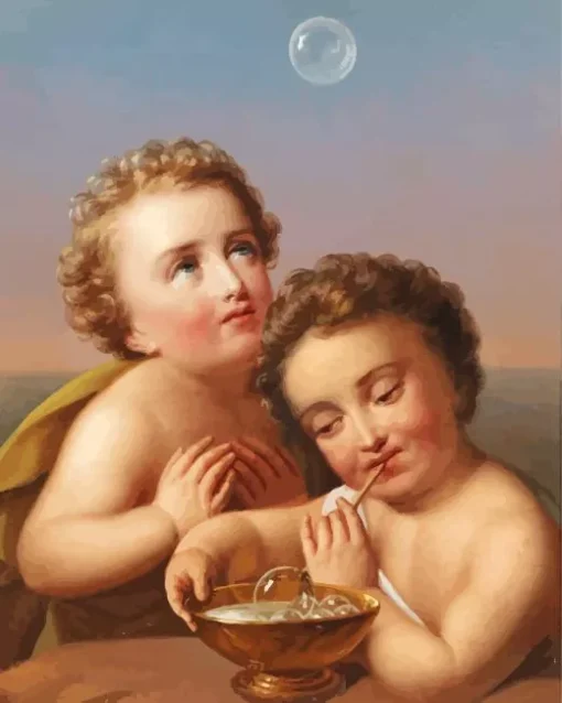 Children Blowing Bubbles Diamond Painting