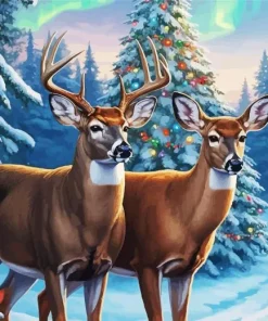 Christmas Buck And Doe Diamond Painting