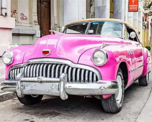 Classic Pink Buick Diamond Painting