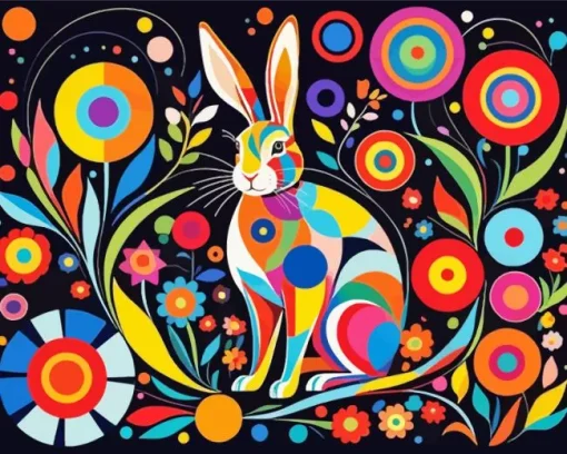 Colorful Abstract Bunny Art Diamond Painting