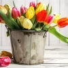 Colorful Tulips Bucket Diamond Painting
