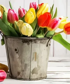 Colorful Tulips Bucket Diamond Painting