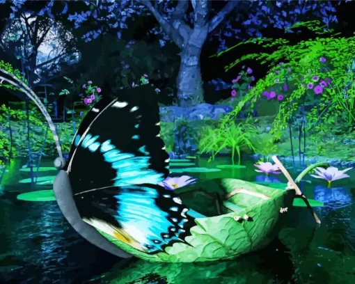 Fantasy Butterfly Boat Diamond Painting