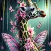 Floral Butterfly Giraffe Diamond Painting
