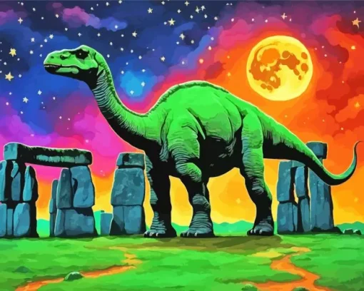 Giant Green Brontosaurus Diamond Painting