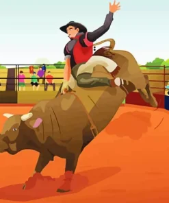 Illustration Bull Rider Diamond Painting