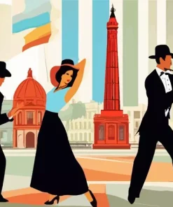 Illustration Buenos Aires Tango Dancers Diamond Painting