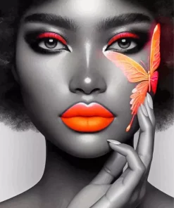 Orange Butterfly On Cheek Diamond Painting