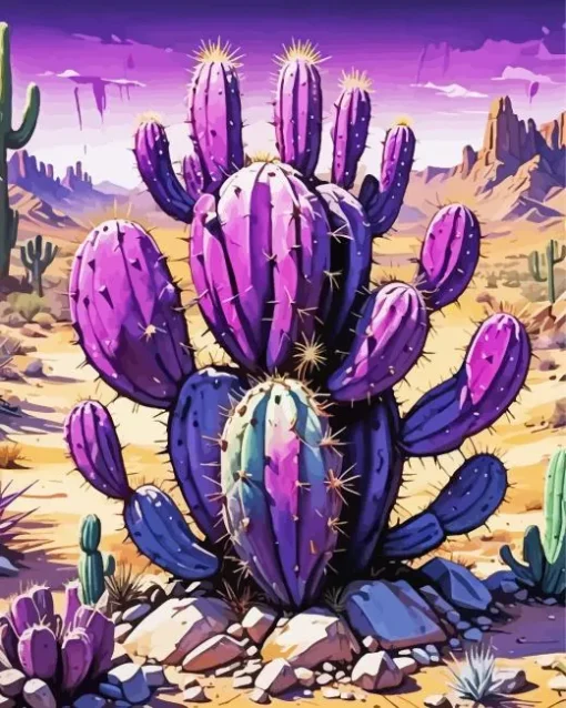 Purple Cactus Diamond Painting