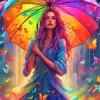 Rainbow Butterflies Girl Diamond Painting
