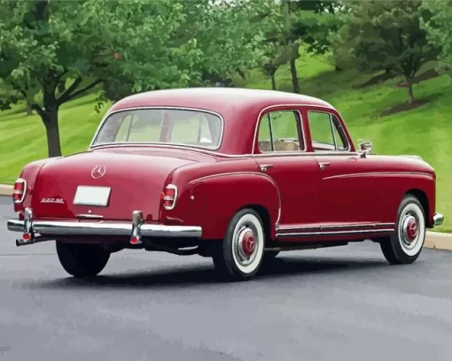 Vintage Burgundy Mercedes Diamond Painting