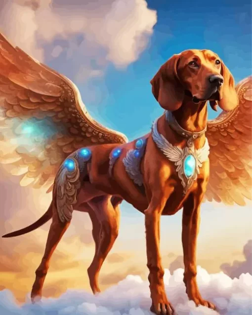 Winged Brown Coonhound Diamond Painting