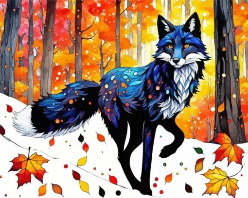 Aesthetic Black Fox Art Diamond Painting