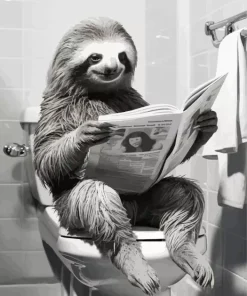 Black And White Funny Sloth Diamond Painting