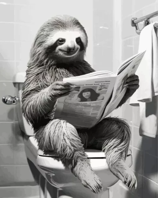 Black And White Funny Sloth Diamond Painting
