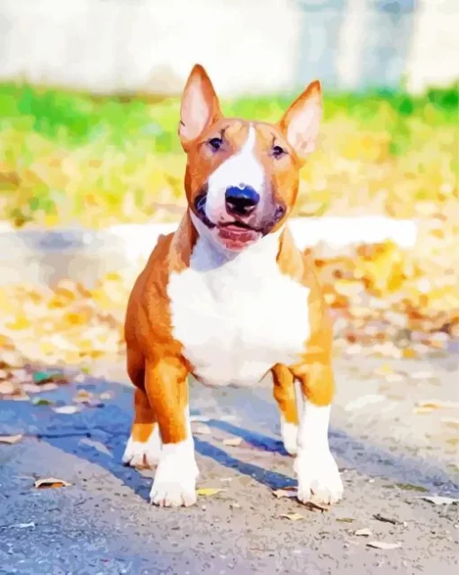 Brown And White English Bull Terrier Diamond Painting