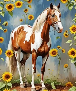 Brown And White Horse Diamond Painting