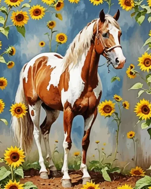 Brown And White Horse Diamond Painting