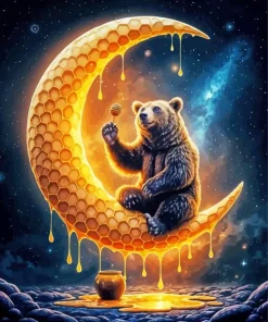 Brown Bear Eating Honey Diamond Painting