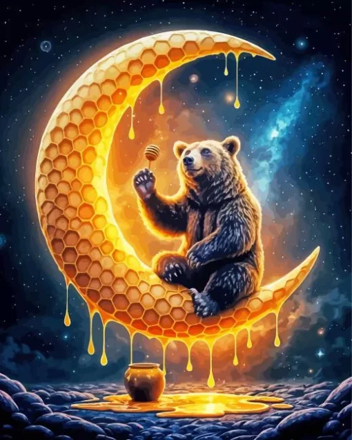 Brown Bear Eating Honey Diamond Painting