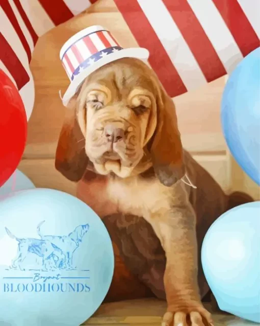 Brown Bloodhound Puppy Diamond Painting