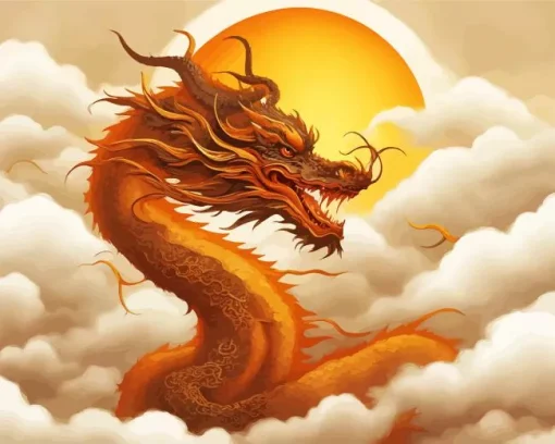 Brown Chinese Dragon Diamond Painting
