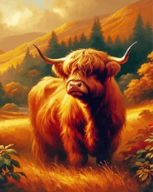 Brown Highland Calf Art Diamond Painting