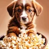 Brown Puppy And Popcorn Diamond Painting
