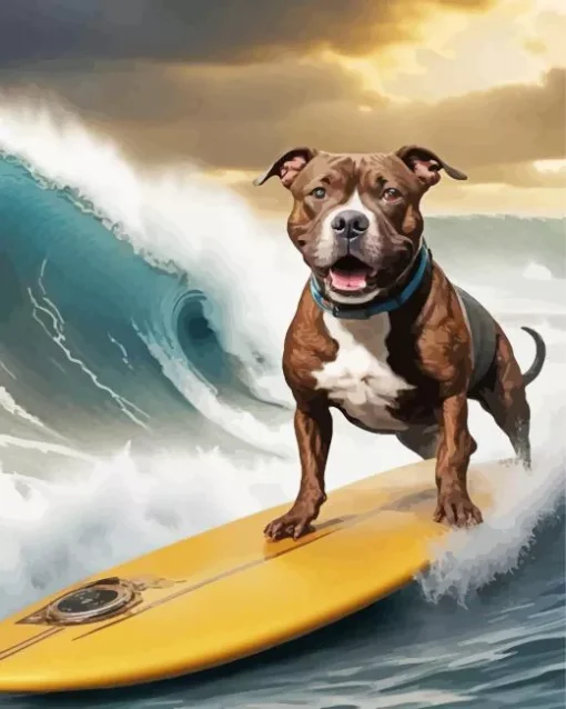 Brown Stafford Surfing Diamond Painting