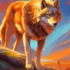 Brown Wolf Art Diamond Painting