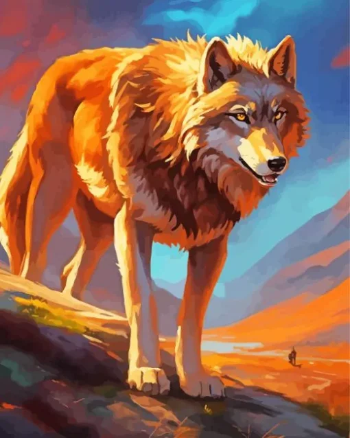 Brown Wolf Art Diamond Painting
