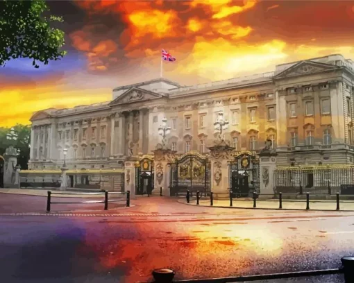 Buckingham Palace At Sunset Diamond Painting
