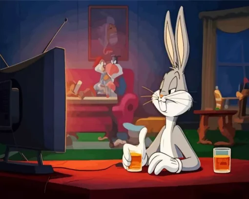 Bugs Bunny Watching TV Diamond Painting