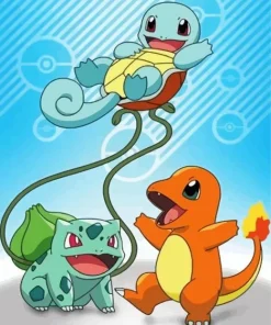 Bulbasaur With Charmander And Squirtle Diamond Painting