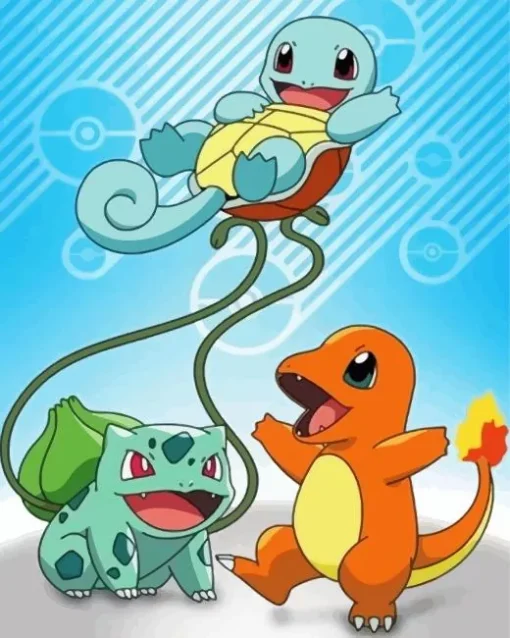 Bulbasaur With Charmander And Squirtle Diamond Painting