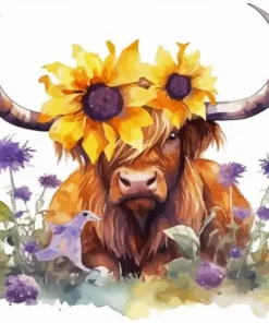 Bull With Flower Crown Diamond Painting