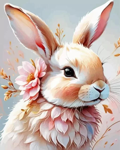 Bunny And Flower Diamond Painting