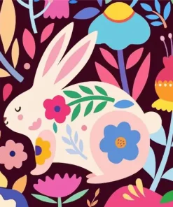 Bunny Folk Art Diamond Painting