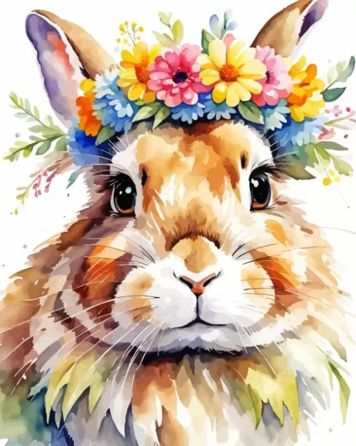 Bunny With Flower Crown Diamond Painting